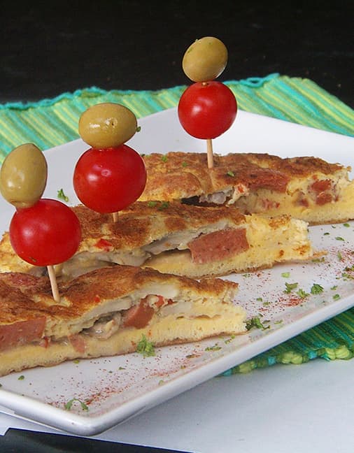 Receta de Tortilla de Champiñones Setas de Cuivá y Jamón
