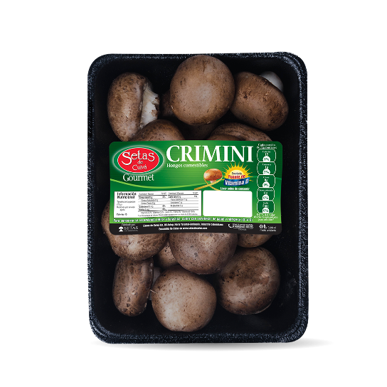 Hongos comestibles Crimini de Setas de Cuivá, en un empaque biodegradable negro