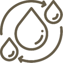 Logo Gotas de agua: En Champiñones Setas de Cuivá recirculamos el agua que usamos en nuestros procesos